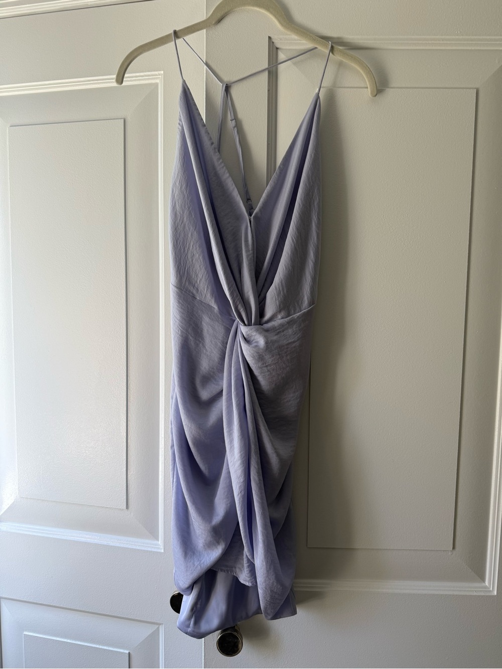 Draped Lavender Mini Dress with Twist Front